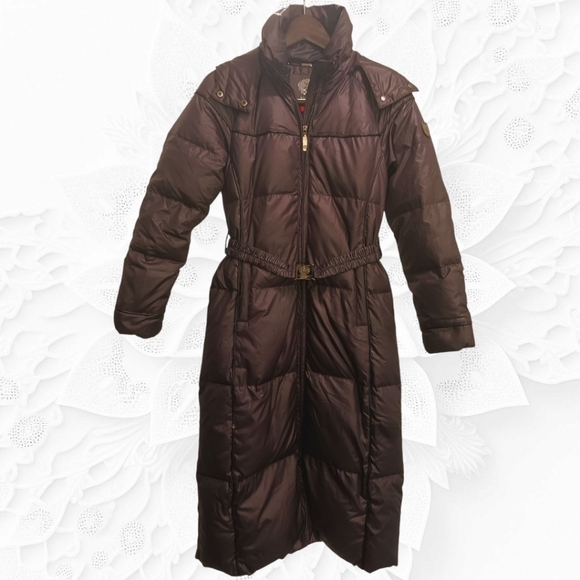 Vince Camuto Jackets & Blazers - Vince Camuto Purple Long Puffy Coat With Hood & Belt NWOT